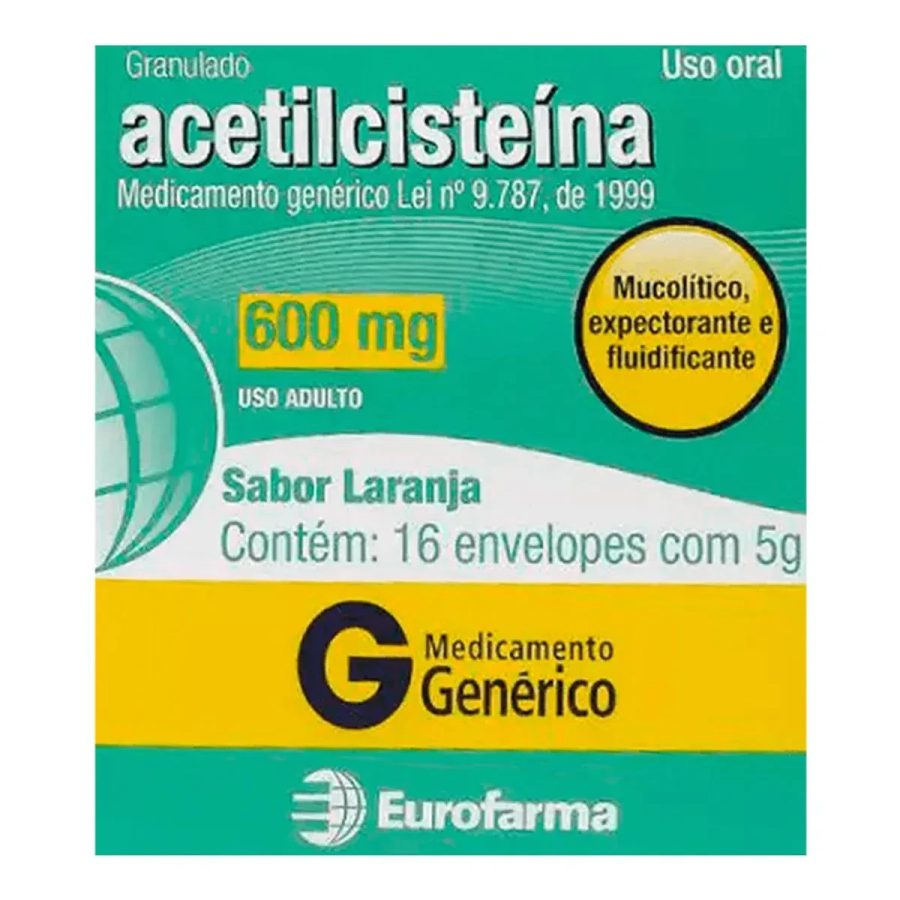 Expectorante Acetilcisteína 600mg/g Genérico Eurofarma 16 Sachê...