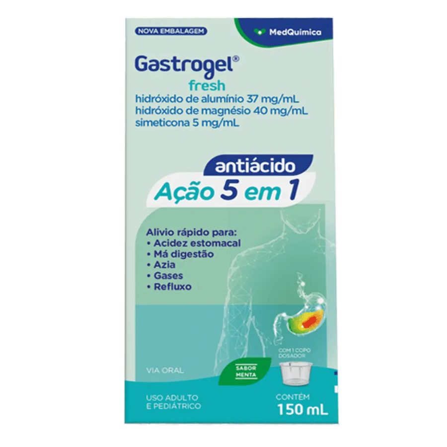 Antiácido e Antigases Gastrogel Fresh 37mg/ml + 40mg/ml + 5mg/m...
