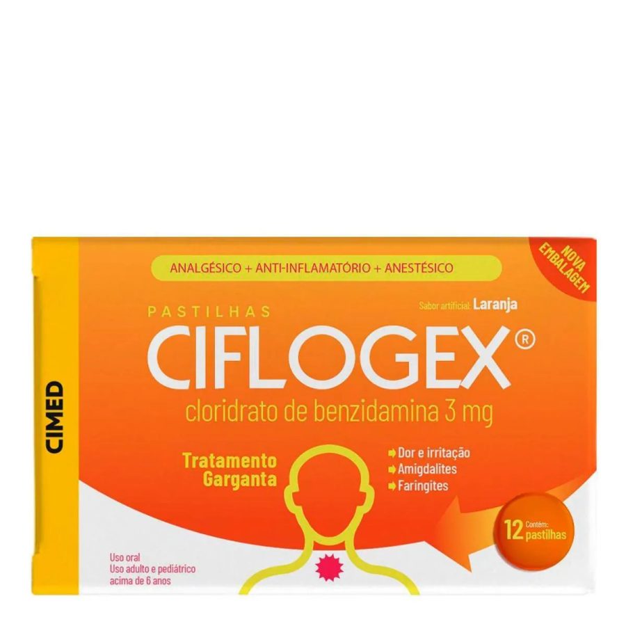 Analgésico, Anestésico e Anti-Inflamatório Ciflogex 3mg 12 Past...