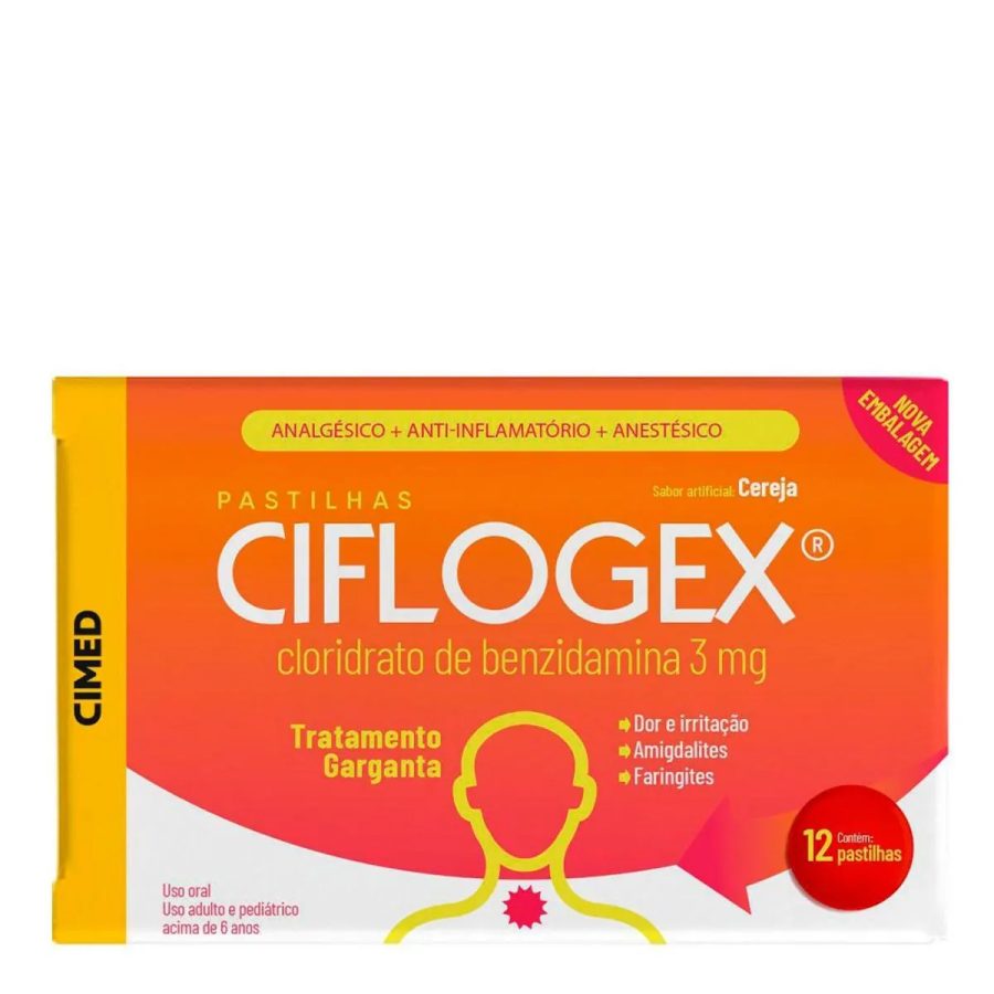 Analgésico, Anestésico e Anti-Inflamatório Ciflogex 3mg 12 Past...