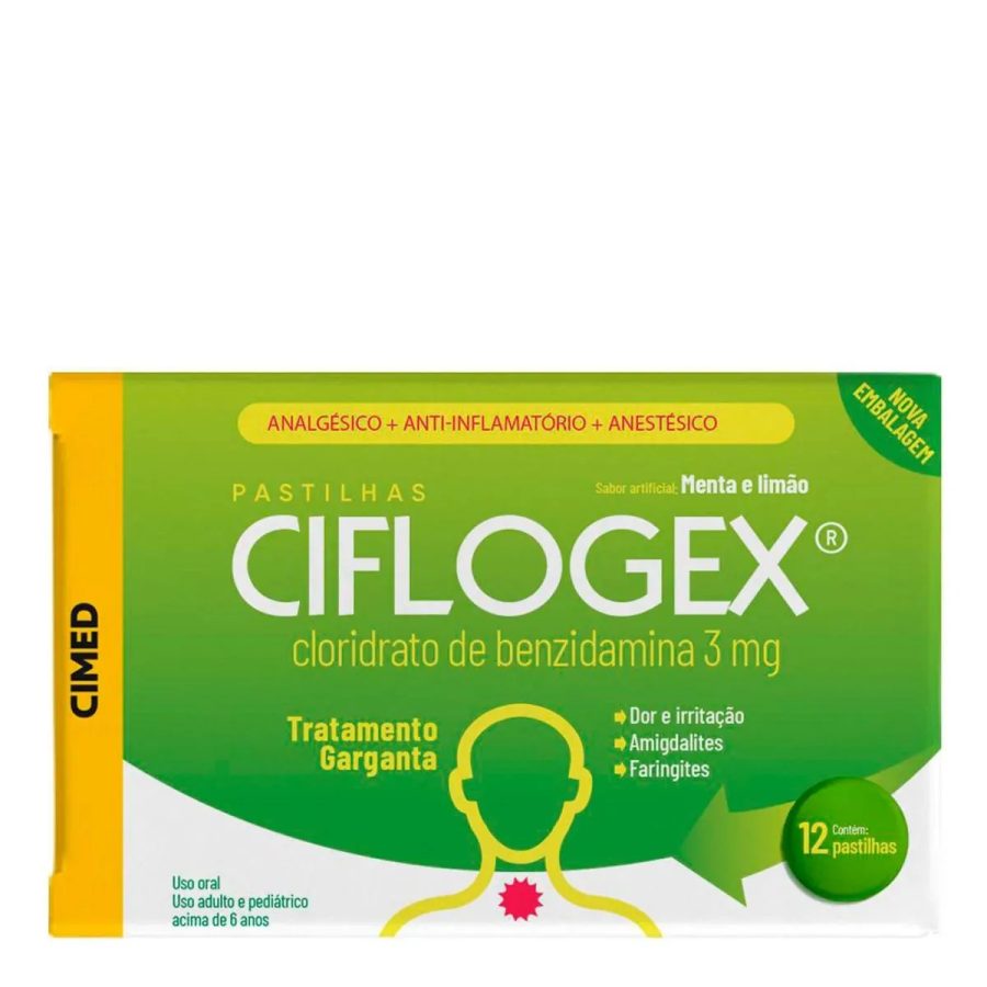 Analgésico, Anestésico e Anti-Inflamatório Ciflogex 3mg 12 Past...