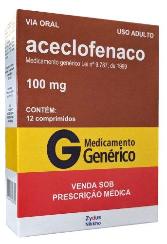 Aceclofenaco 100mg Genérico Zydus Nikkho 12 Comprimidos