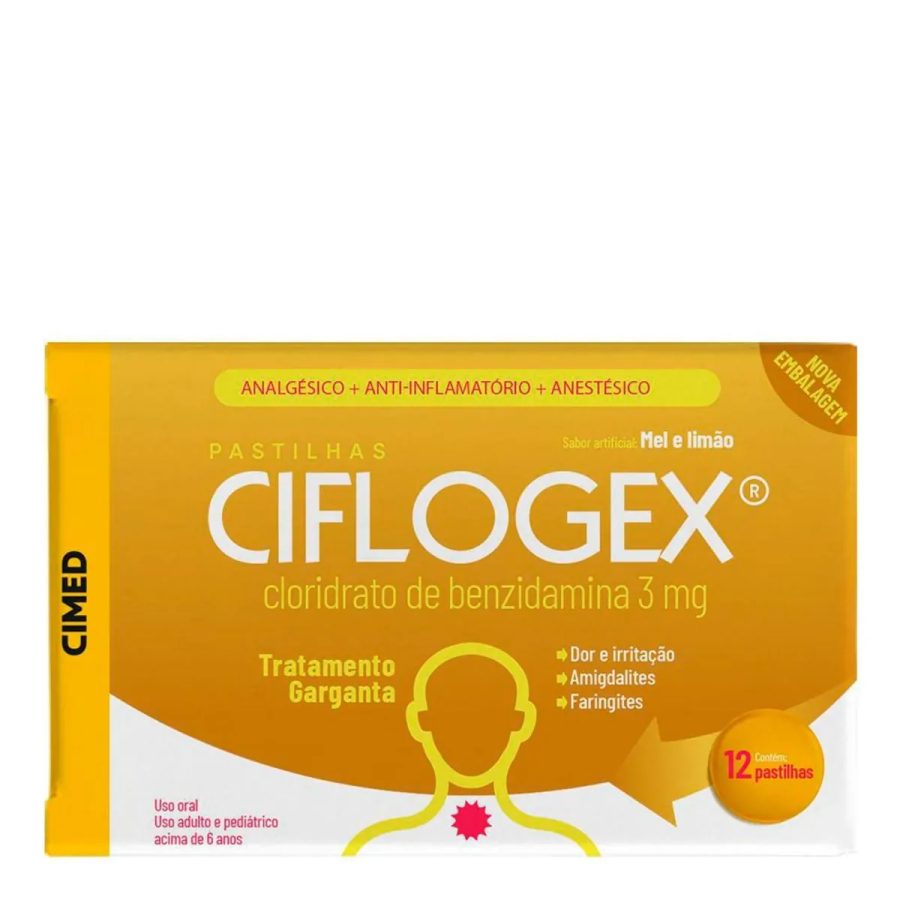 Analgésico, Anestésico e Anti-Inflamatório Ciflogex 3mg 12 Past...